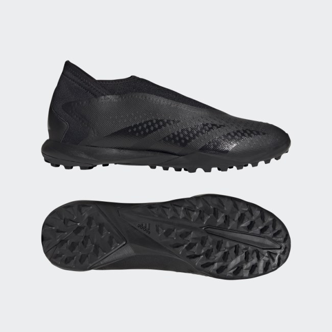Black Predator Accuracy.3 Laceless Turf Soccer Shoes Adidas