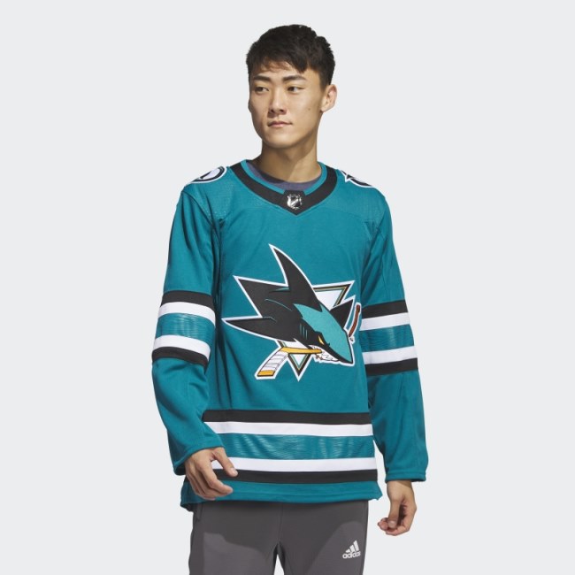 Sharks Home Authentic Jersey Adidas Turquoise Blue