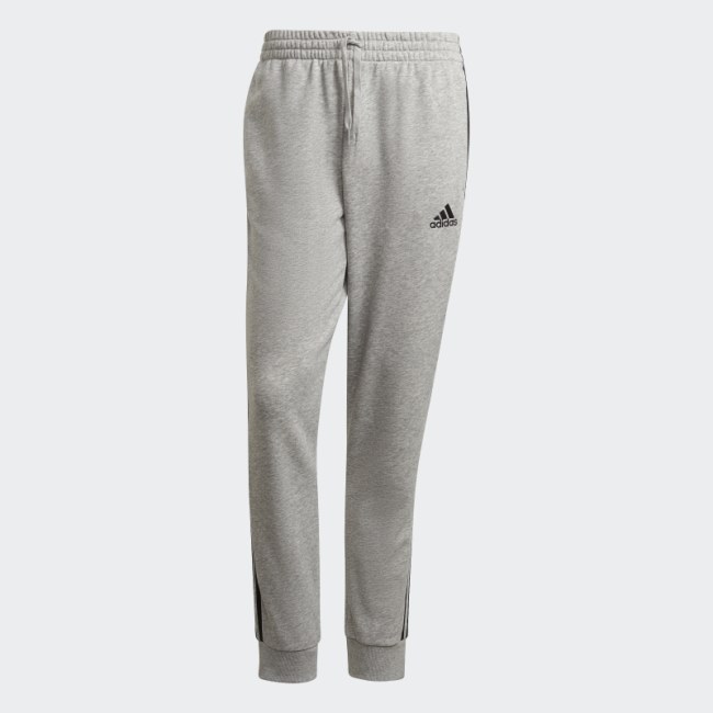 Essentials French Terry Tapered Cuff 3-Stripes Pants Adidas Medium Grey