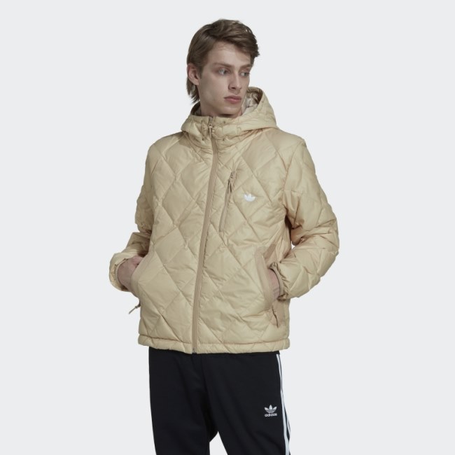 Beige Down Quilted Puffer Jacket Adidas