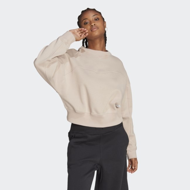 Stylish Adidas Lounge Fleece Sweatshirt Taupe