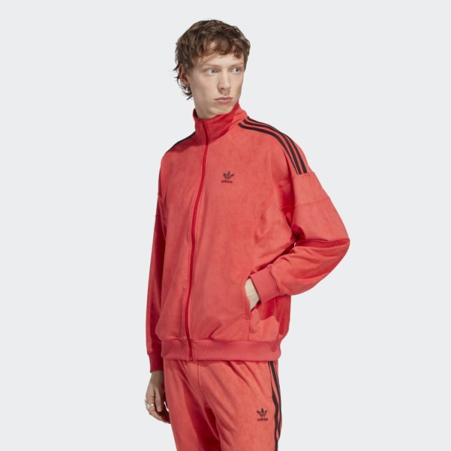 Red Adidas Adicolor Classics Plush Track Jacket