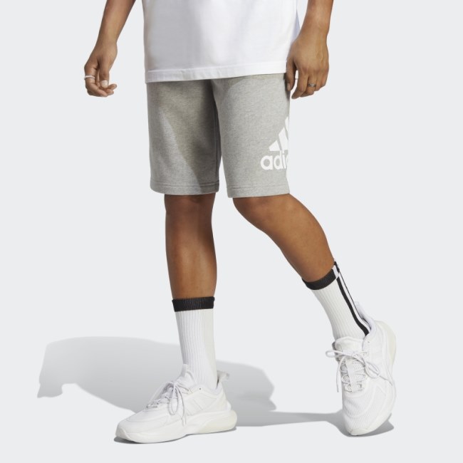 Adidas Medium Grey Essentials Big Logo French Terry Shorts