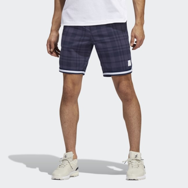 Trace Blue Adidas Adicross Plaid 8.5-Inch Shorts